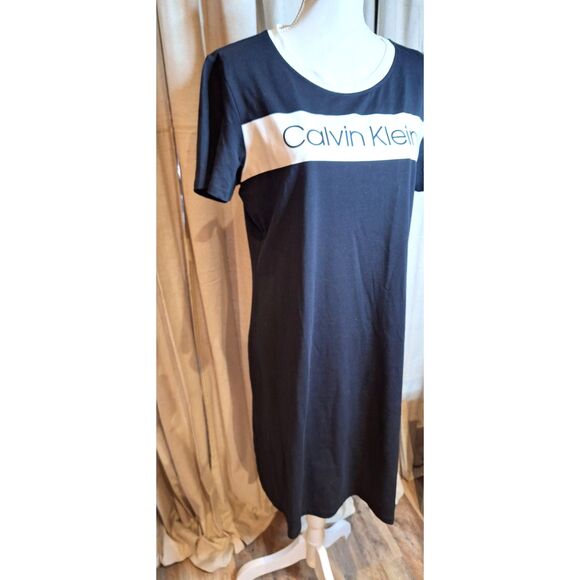 Calvin Klein Navy & White T-Shirt Dress Womens Sz.L - Picture 2 of 6